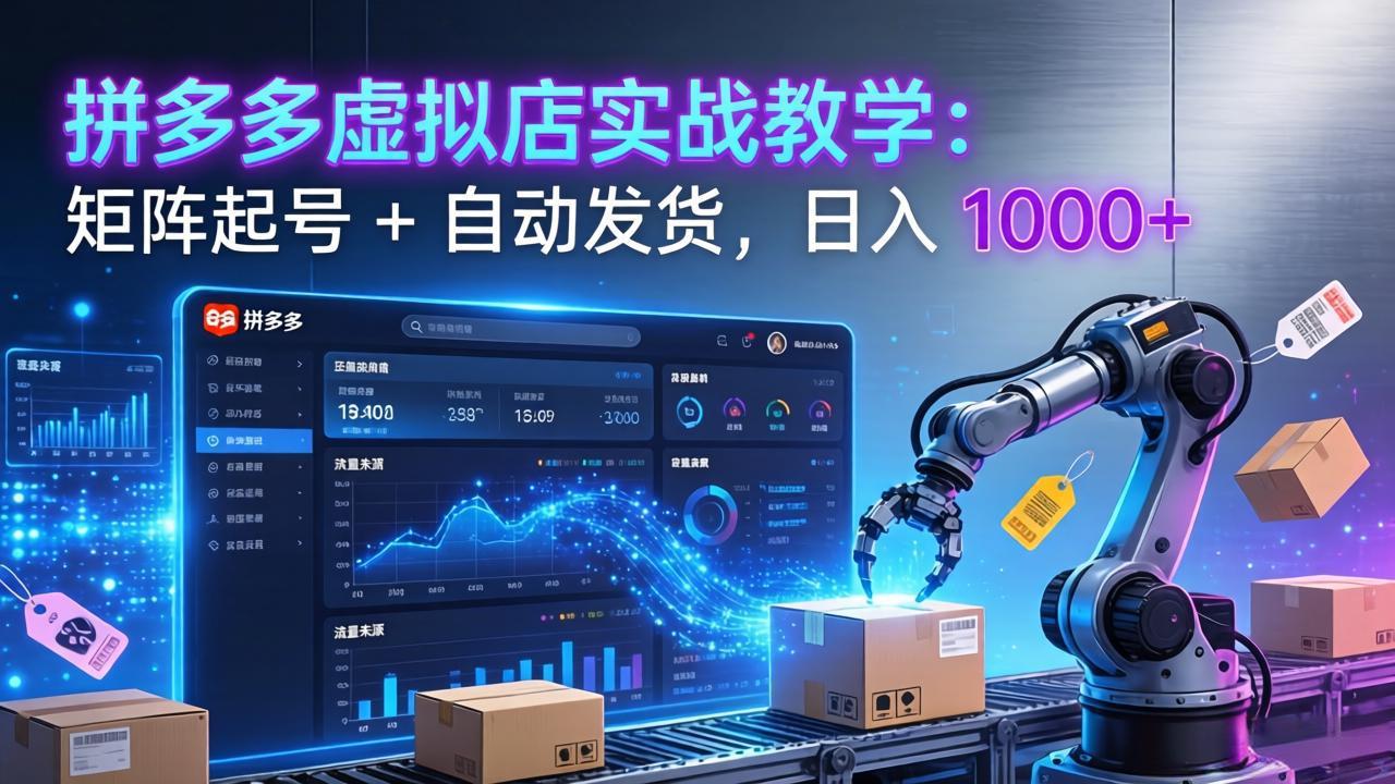 拼多多虚拟店实战教学：矩阵起号 + 自动发货，日入 1000+-鼎誉项目网