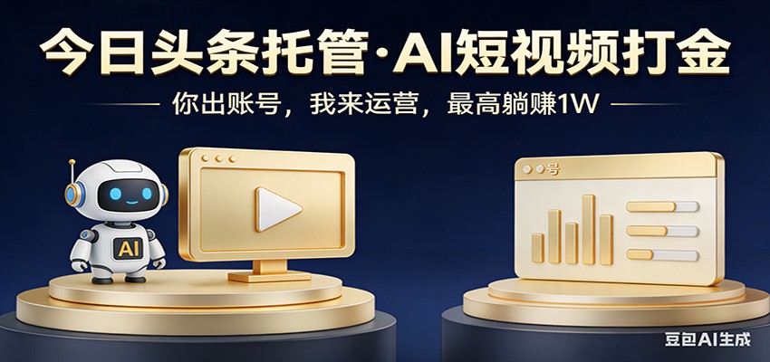 头条号AI托管，我提供作品，你提供账号，每天5分钟发布，小白躺赚3000+-鼎誉项目网