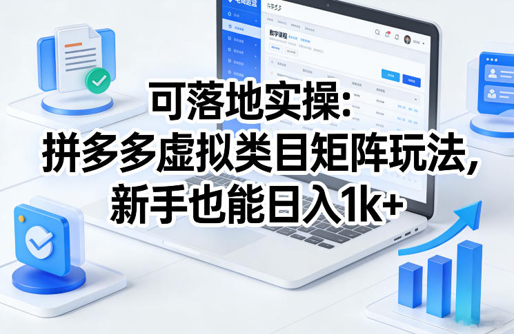 可落地实操：拼多多虚拟类目矩阵玩法，新手也能日入1k+【揭秘】-鼎誉项目网