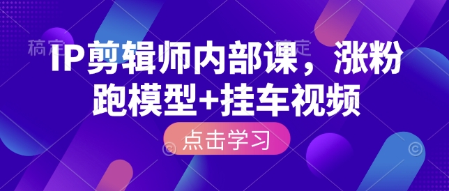IP剪辑师内部课，涨粉跑模型+挂车视频(更新)-鼎誉项目网