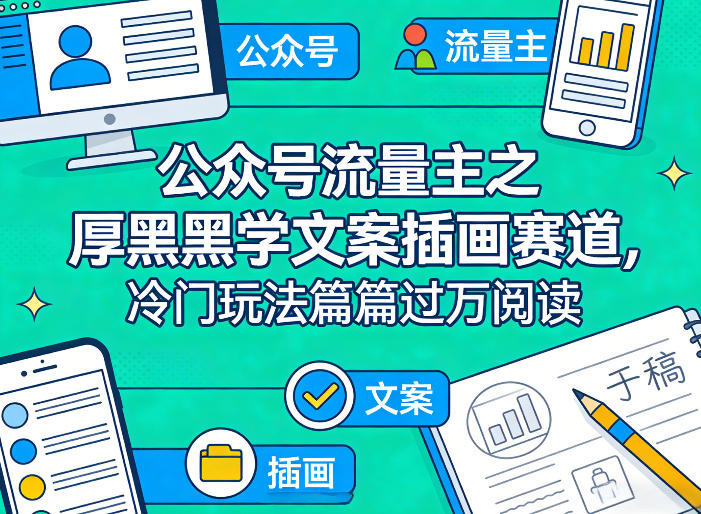公众号流量主之厚黑学文案插画赛道，冷门玩法篇篇过万阅读-鼎誉项目网