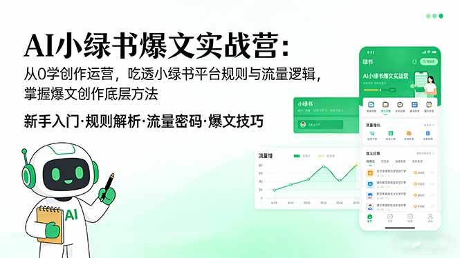 AI 小绿书爆文实战营：从0学创作运营，吃透小绿书平台规则与流量逻辑，掌握爆文创作底层方法-鼎誉项目网