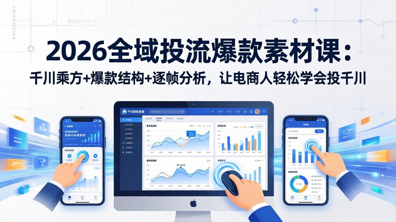 2026全域投流爆款素材课：千川乘方+爆款结构+逐帧分析，让电商人轻松学会投千川-鼎誉项目网