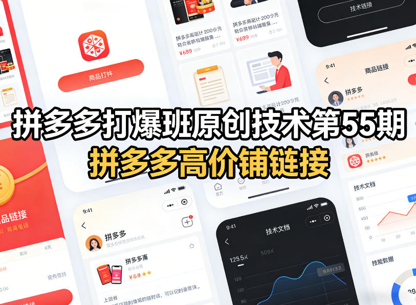 拼多多打爆班原创技术第55期，拼多多高价铺链接-鼎誉项目网