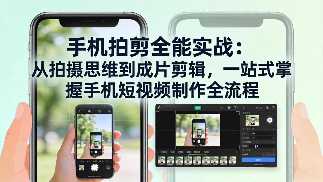 手机拍剪全能实战：从拍摄思维到成片剪辑，一站式掌握手机短视频制作全流程-鼎誉项目网