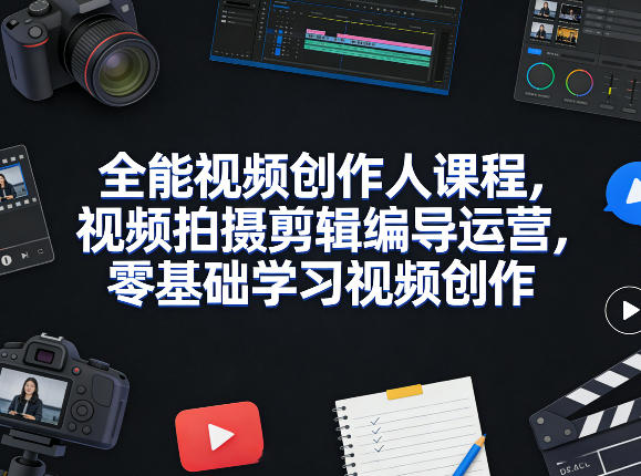 全能视频创作人课程，视频拍摄剪辑编导运营，零基础学习视频创作(更新2026年3月)-鼎誉项目网