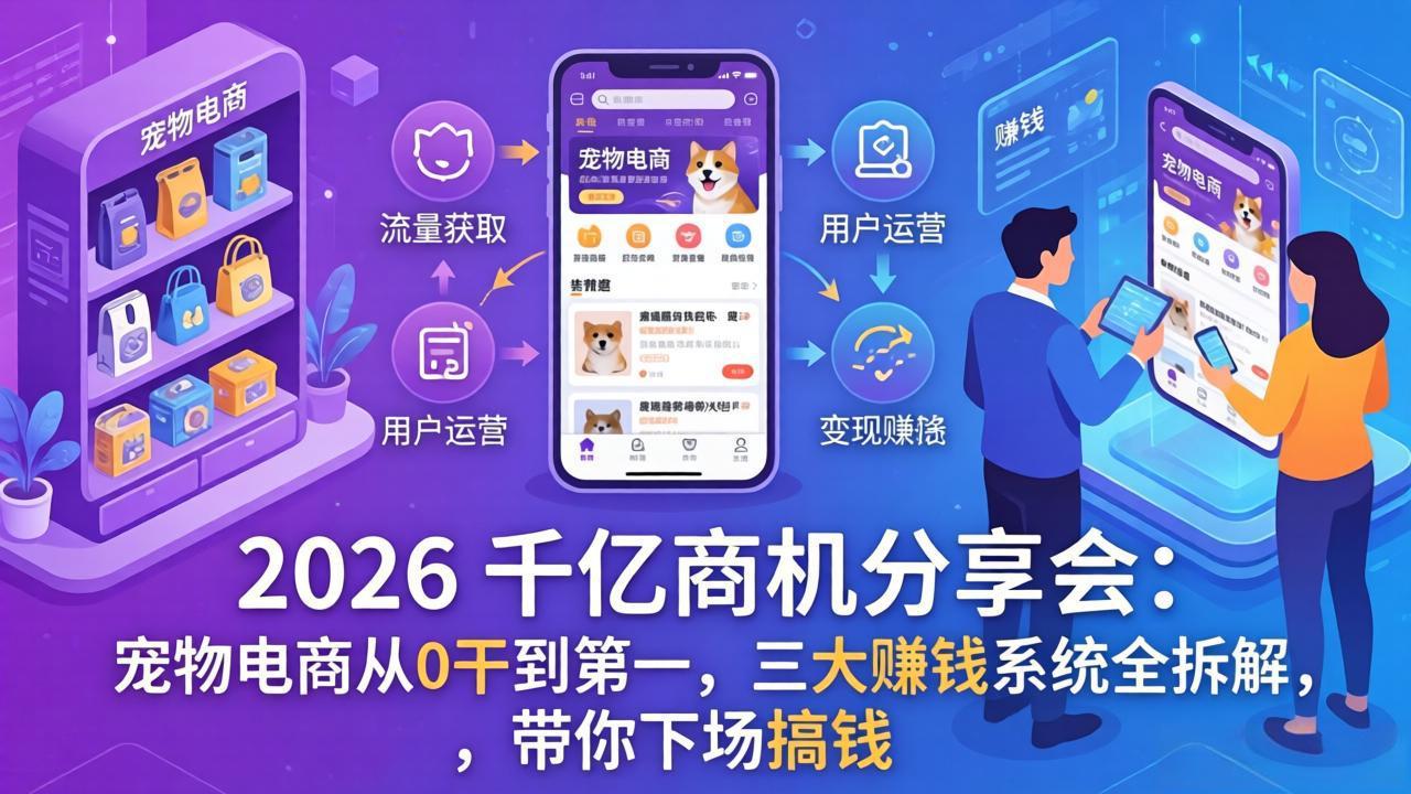 2026 千亿商机分享会：宠物电商从0干到第一，三大赚钱系统全拆解，带你下场搞钱-鼎誉项目网
