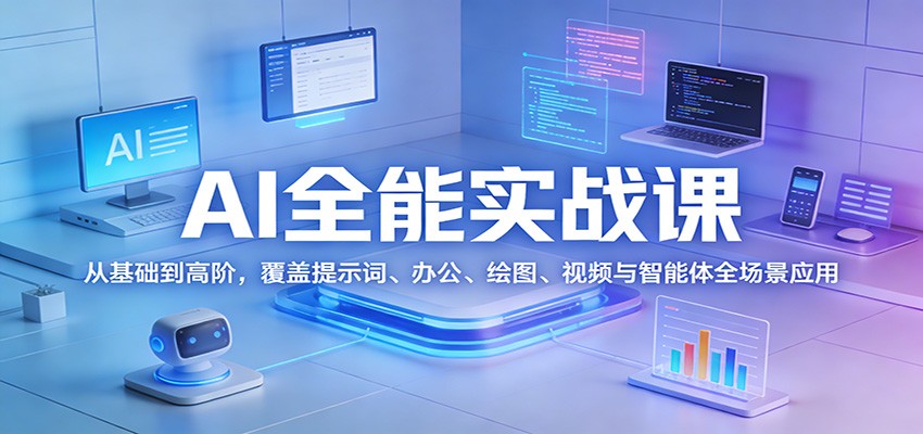 AI全能实战课：从基础到高阶，覆盖提示词、办公、绘图、视频与智能体全场景应用-鼎誉项目网
