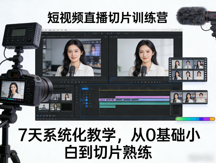 短视频直播切片训练营，7天系统化教学，从0基础小白到切片熟练-鼎誉项目网
