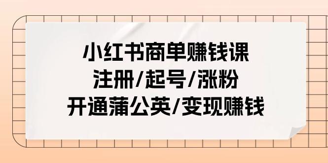 小红书商单赚钱课：注册/起号/涨粉/开通蒲公英/变现赚钱(25节课)-鼎誉项目网