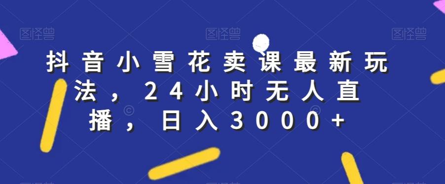 抖音小雪花卖课最新玩法，24小时无人直播，日入3000+【揭秘】-鼎誉项目网