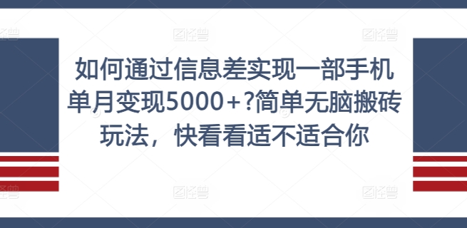 如何通过信息差实现一部手机单月变现5000+?简单无脑搬砖玩法，快看看适不适合你【揭秘】-鼎誉项目网