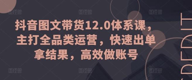 抖音图文带货12.0体系课，主打全品类运营，快速出单拿结果，高效做账号-鼎誉项目网