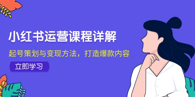 小红书运营课程详解：起号策划与变现方法，打造爆款内容-鼎誉项目网