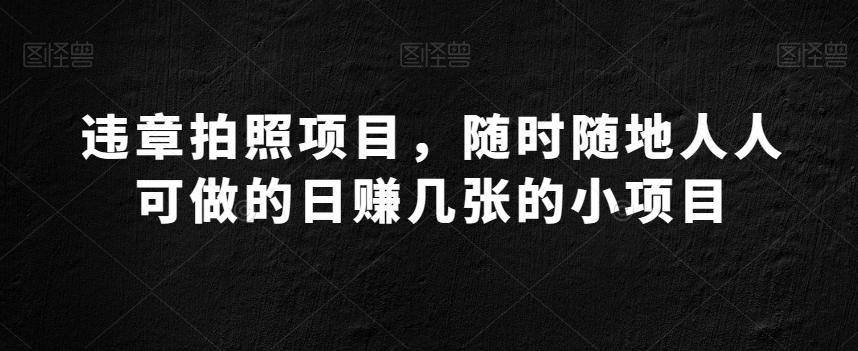 违章拍照项目，随时随地人人可做的日赚几张的小项目-鼎誉项目网