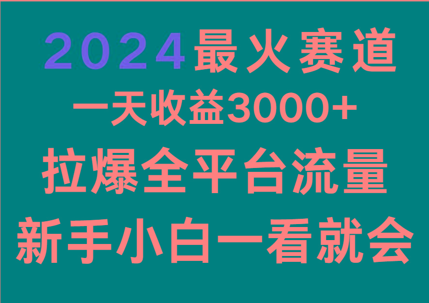 2024最火赛道,一天收一3000+.拉爆全平台流量,新手小白一看就会-鼎誉项目网