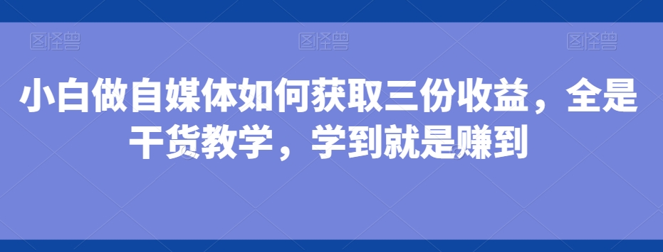 小白做自媒体如何获取三份收益，全是干货教学，学到就是赚到-鼎誉项目网