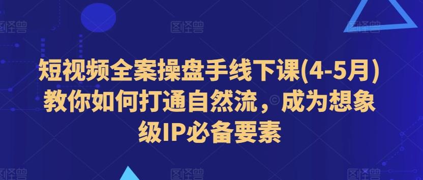 短视频全案操盘手线下课(4-5月)教你如何打通自然流，成为想象级IP必备要素-鼎誉项目网