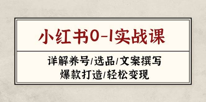 小红书0-1实战课(2023-2025),详解养号/选品/文案撰写/爆款打造/轻松变现-鼎誉项目网