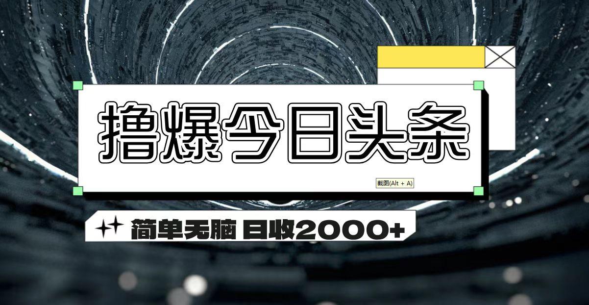 撸爆今日头条 简单无脑操作 日收2000+-鼎誉项目网