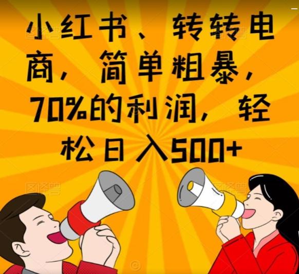 小红书、转转电商，简单粗暴，70%的利润，轻松日入500+-鼎誉项目网