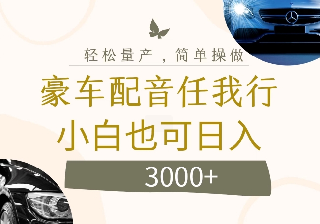 不为人知的暴力小项目，豪车配音，日入几张【揭秘】-鼎誉项目网