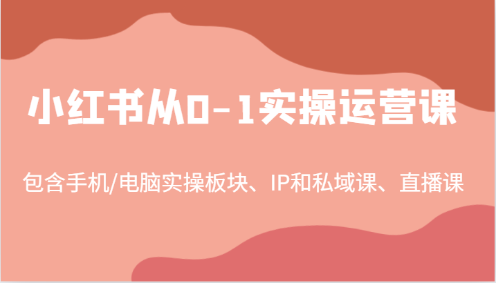 小红书从0-1实操运营课，包含手机/电脑实操板块、IP和私域课、直播课(97节)-鼎誉项目网