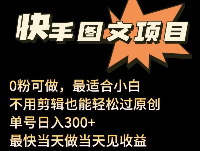 24年最新快手图文带货项目，零粉可做，不用剪辑轻松过原创单号轻松日入300+【揭秘】-鼎誉项目网