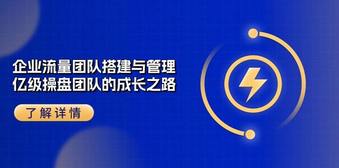 企业 流量团队-搭建与管理，亿级 操盘团队的成长之路(28节课-鼎誉项目网