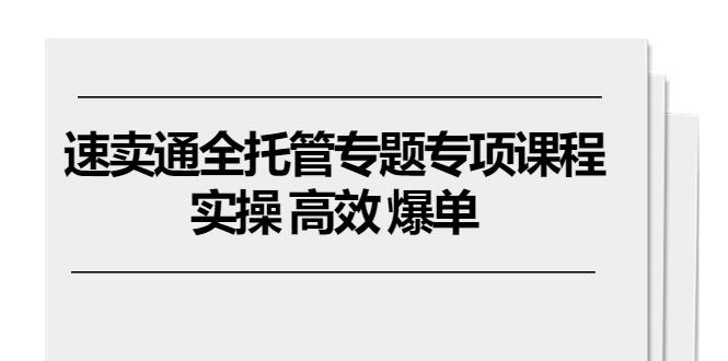 速卖通 全托管专题专项课程，实操 高效 爆单(11节课-鼎誉项目网