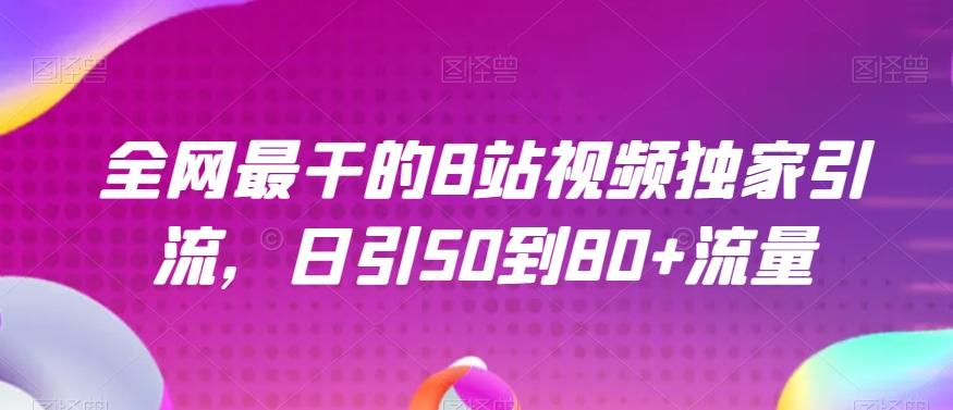 全网最干的B站视频独家引流，日引50到80+流量【揭秘】-鼎誉项目网