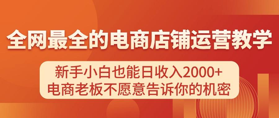 电商店铺运营教学，新手小白也能日收入2000+，电商老板不愿意告诉你的机密-鼎誉项目网