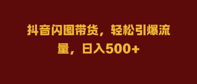抖音闪图带货，轻松引爆流量，日入几张【揭秘】-鼎誉项目网
