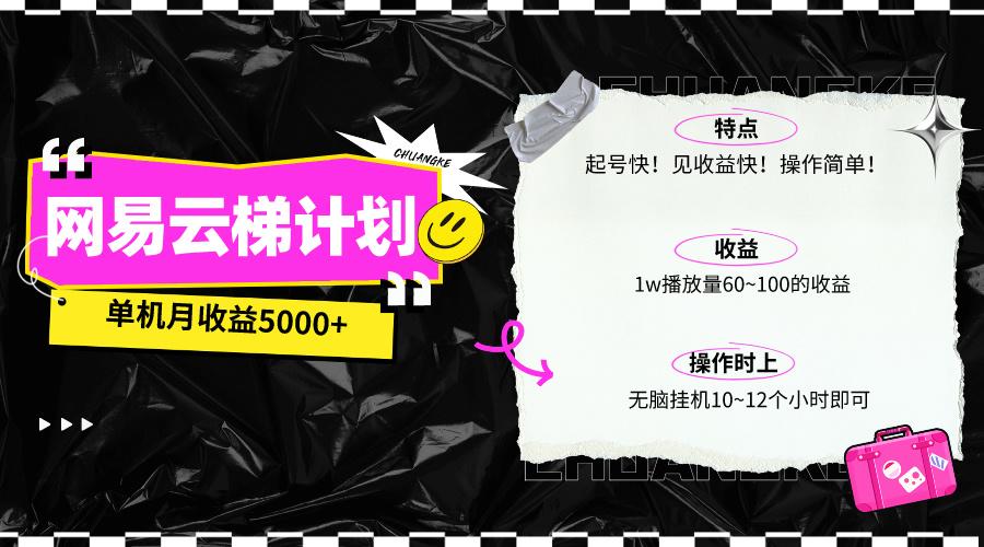 (10063期)最新网易云梯计划网页版，单机月收益5000+！可放大操作-鼎誉项目网