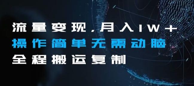 流量变现，月入1W+操作简单无需动脑全程搬运复制【揭秘】-鼎誉项目网