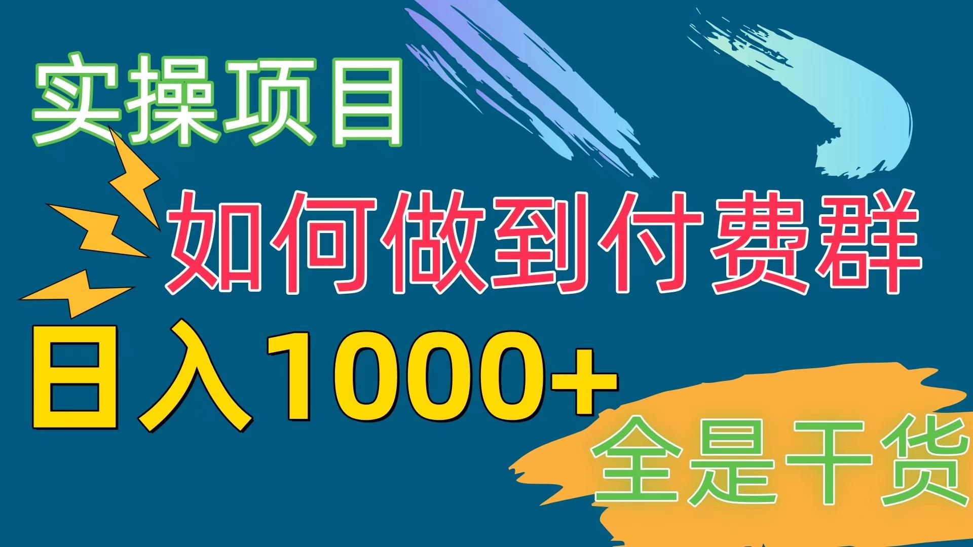 [实操项目]付费群赛道，日入1000+-鼎誉项目网