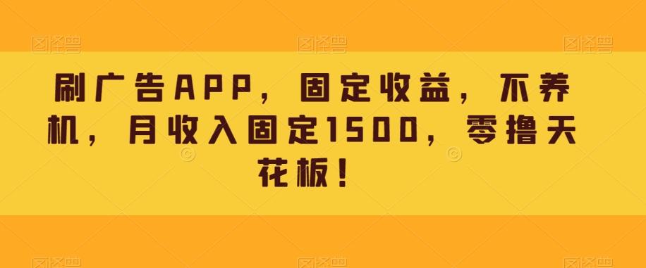 刷广告APP，固定收益，不养机，月收入固定1500，零撸天花板！-鼎誉项目网