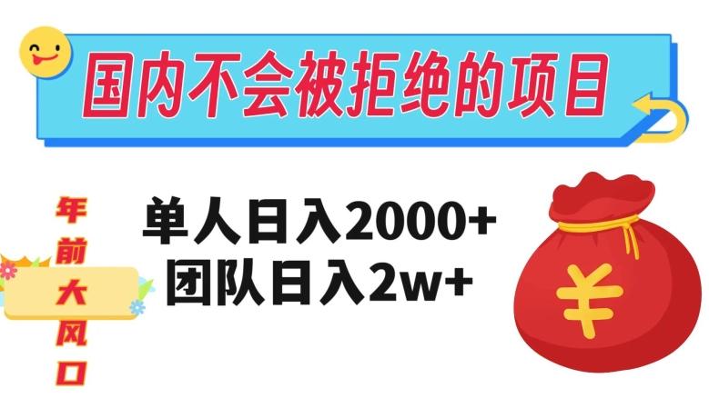在国内不怕被拒绝的项目，单人日入2000，团队日入20000+【揭秘】-鼎誉项目网