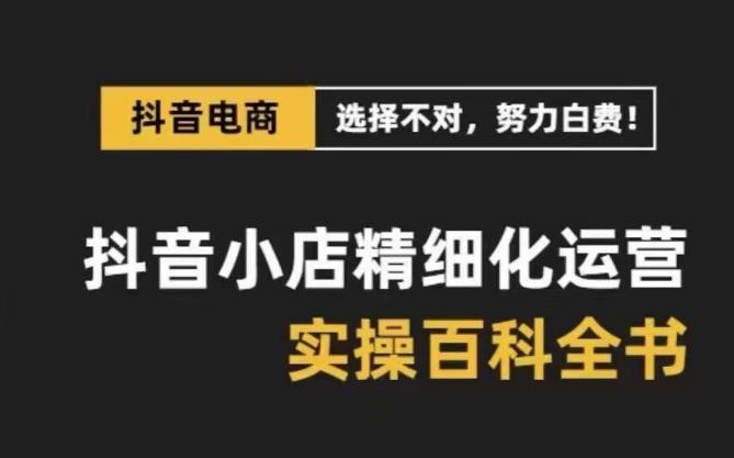 抖音小店精细化运营百科全书，保姆级运营实操讲解-鼎誉项目网