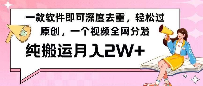 一款软件深度去重，轻松过原创，一个视频全网分发，纯搬运月入2W+-鼎誉项目网