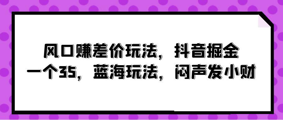 (10022期)风口赚差价玩法，抖音掘金，一个35，蓝海玩法，闷声发小财-鼎誉项目网