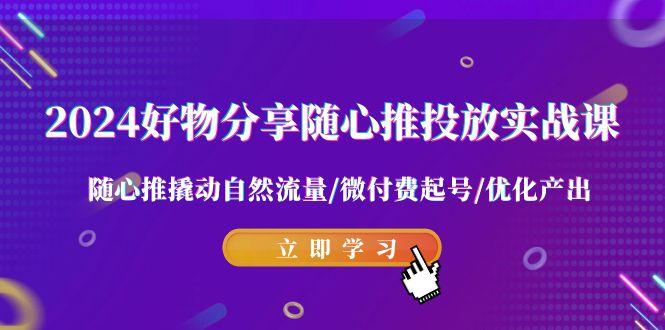 2024好物分享-随心推投放实战课 随心推撬动自然流量/微付费起号/优化产出-鼎誉项目网