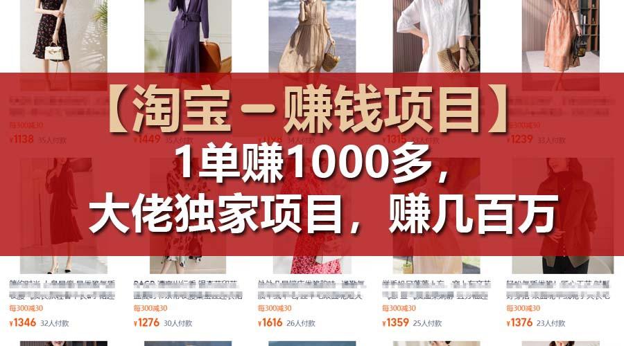 【淘宝赚钱项目】1单可赚1000多，大佬独家项目，年赚几百万-鼎誉项目网