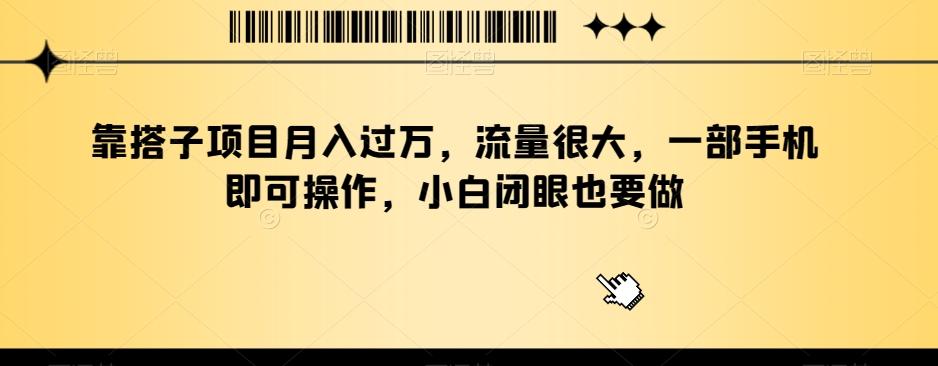 靠搭子项目月入过万，流量很大，一部手机即可操作，小白闭眼也要做-鼎誉项目网