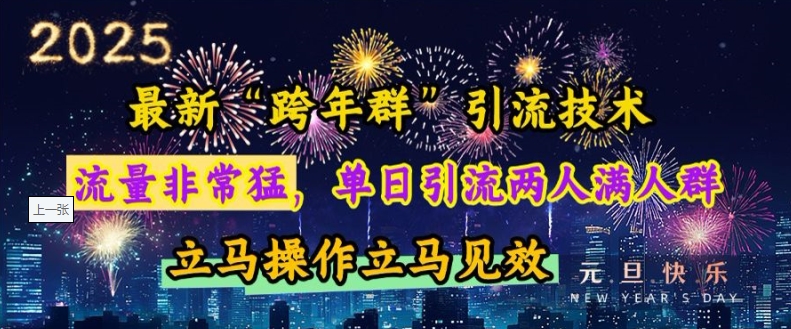 最新“跨年群”引流，流量非常猛，单日引流两人满人群，立马操作立马见效【揭秘】-鼎誉项目网