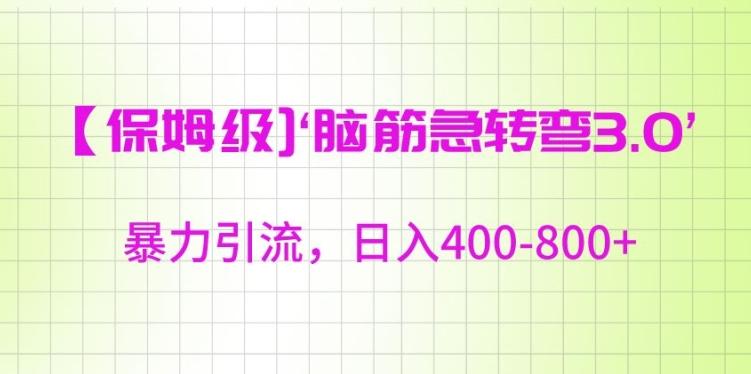 保姆级脑筋急转弯3.0，暴力引流，日入400-800+【揭秘】-鼎誉项目网