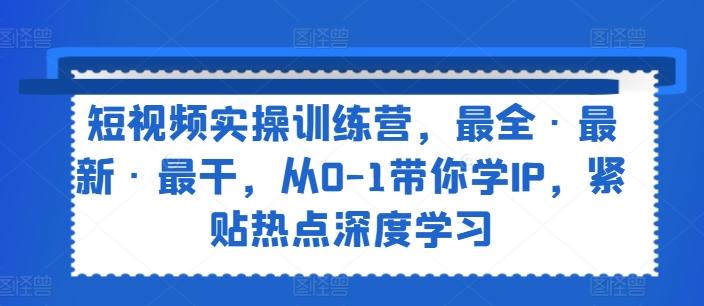 短视频实操训练营，最全·最新·最干，从0-1带你学IP，紧贴热点深度学习-鼎誉项目网