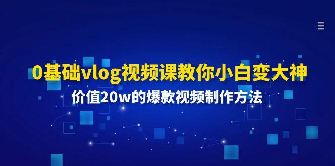 0基础vlog视频课教你小白变大神:价值20w的爆款视频制作方法-鼎誉项目网