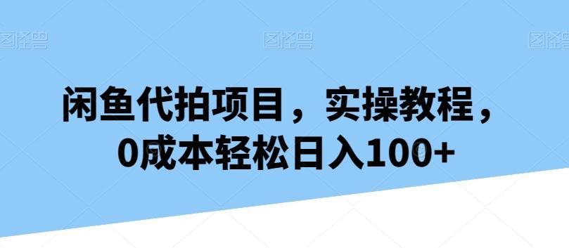 闲鱼代拍项目，实操教程，0成本轻松日入100+-鼎誉项目网