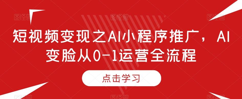 短视频变现之AI小程序推广，AI变脸从0-1运营全流程-鼎誉项目网